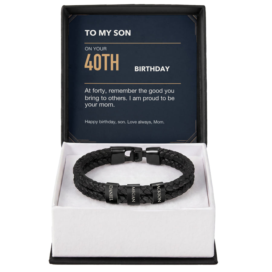 To My Son 40th Birthday Men's Personalized Name Bracelet from Mom