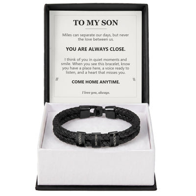 Load image into Gallery viewer, To My Son, You Are Always Close - Personalized Name Bracelet
