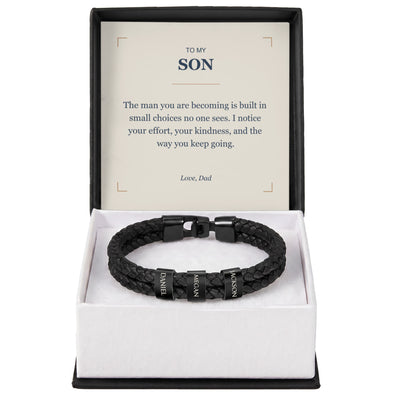 Load image into Gallery viewer, To My Son, The Man You Are Becoming - Personalized Name Bracelet
