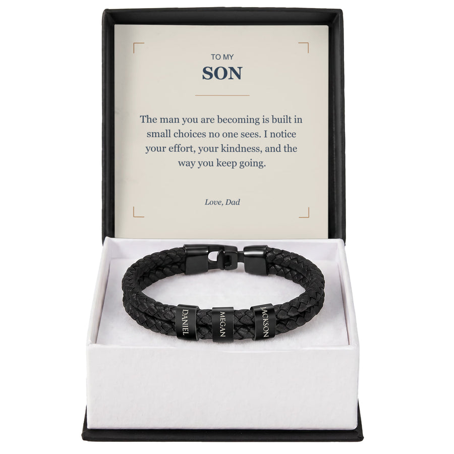 To My Son, The Man You Are Becoming - Personalized Name Bracelet