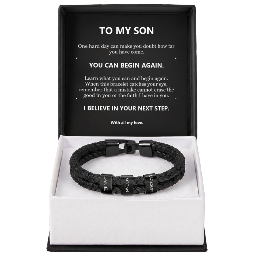 To My Son, You Can Begin Again - Personalized Name Bracelet