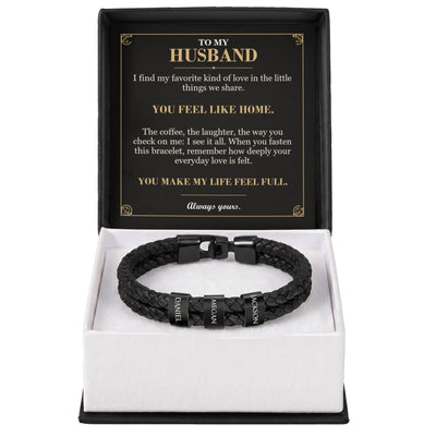 Load image into Gallery viewer, To My Husband, You Feel Like Home - Personalized Name Bracelet
