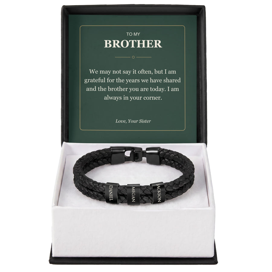 To My Brother, Always in Your Corner - Personalized Name Bracelet