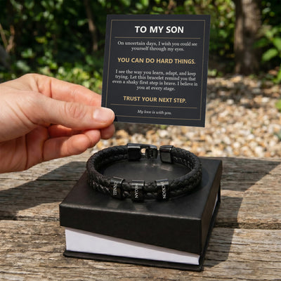 Load image into Gallery viewer, To My Son, You Can Do Hard Things - Personalized Name Bracelet
