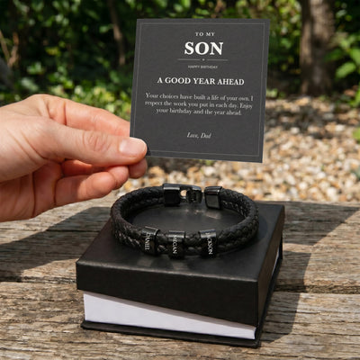 Load image into Gallery viewer, To My Son Birthday Name Bracelet from Dad - A Good Year Ahead
