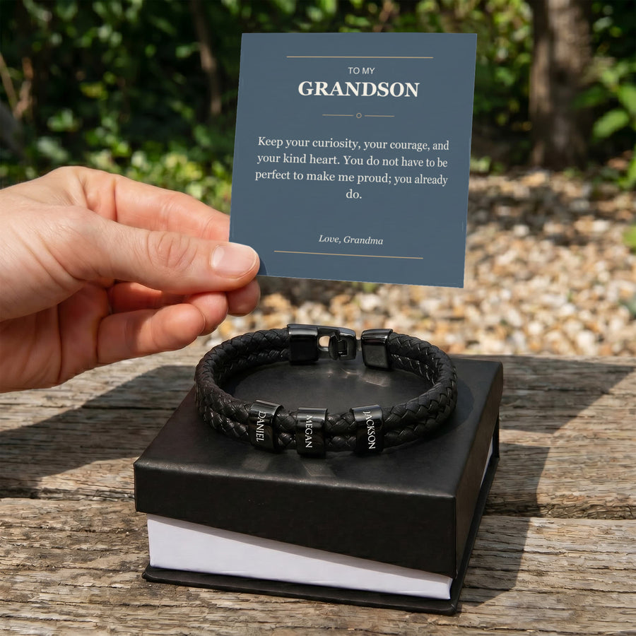 To My Grandson, You Already Make Me Proud - Personalized Name Bracelet