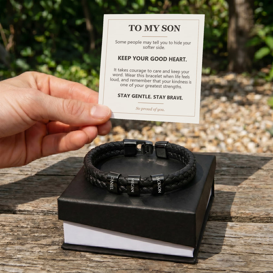 To My Son, Keep Your Good Heart - Personalized Name Bracelet