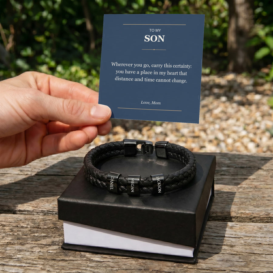To My Son, Always in My Heart - Personalized Name Bracelet