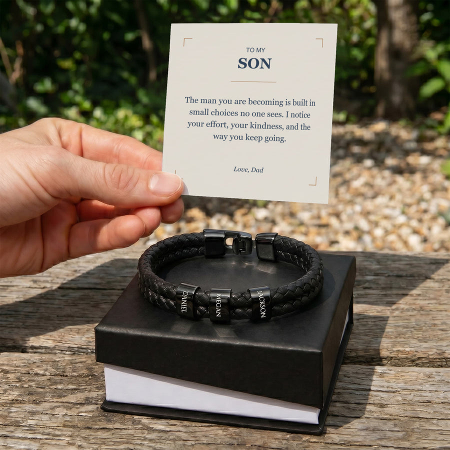 To My Son, The Man You Are Becoming - Personalized Name Bracelet