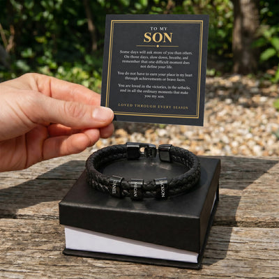 Load image into Gallery viewer, To My Son Personalized Name Bracelet - Loved Through Every Season
