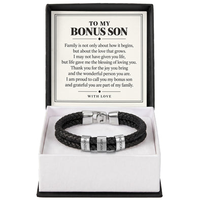 Load image into Gallery viewer, To My Bonus Son Personalized Name Bracelet - The Blessing of Loving You
