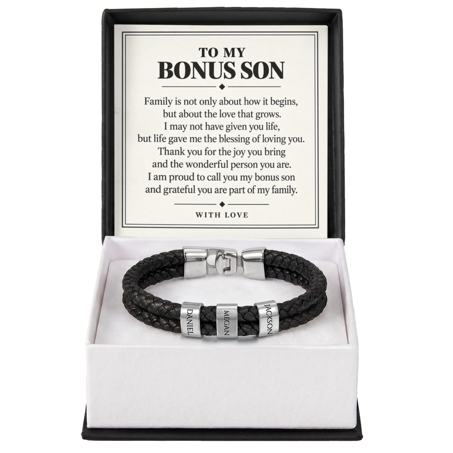 To My Bonus Son Personalized Name Bracelet - The Blessing of Loving You