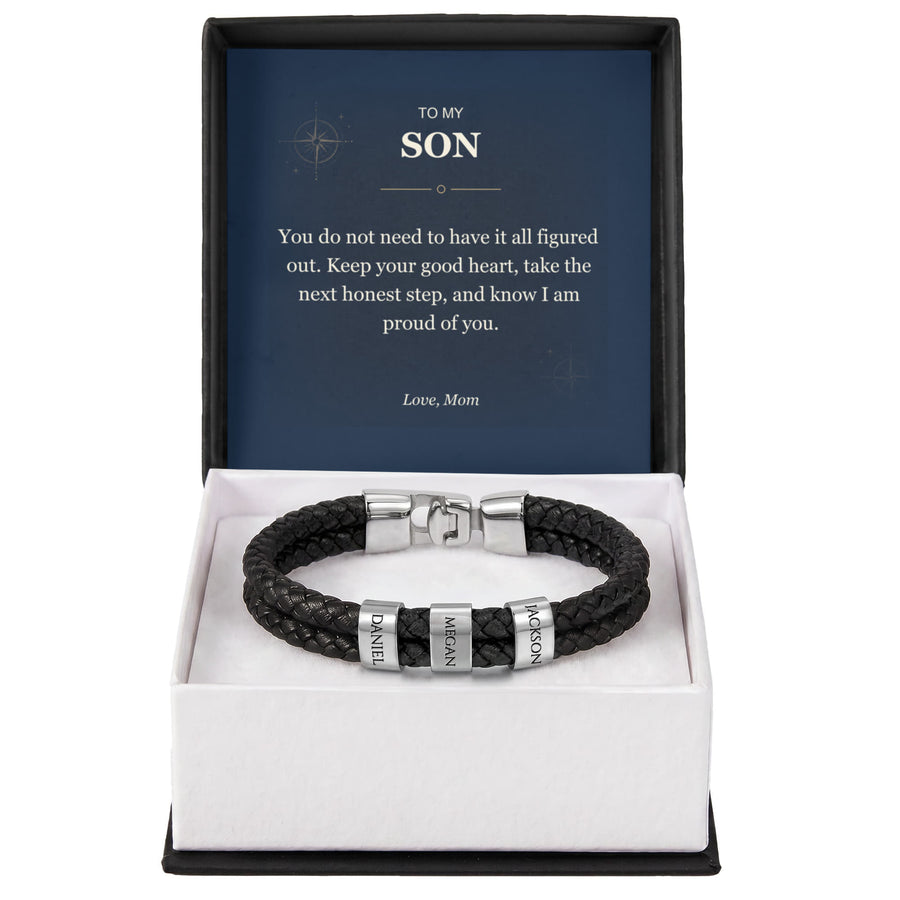 To My Son, Proud of Your Next Step - Personalized Name Bracelet