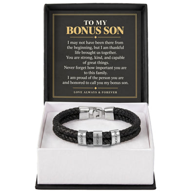 Load image into Gallery viewer, To My Bonus Son Personalized Name Bracelet - Proud to Call You Family
