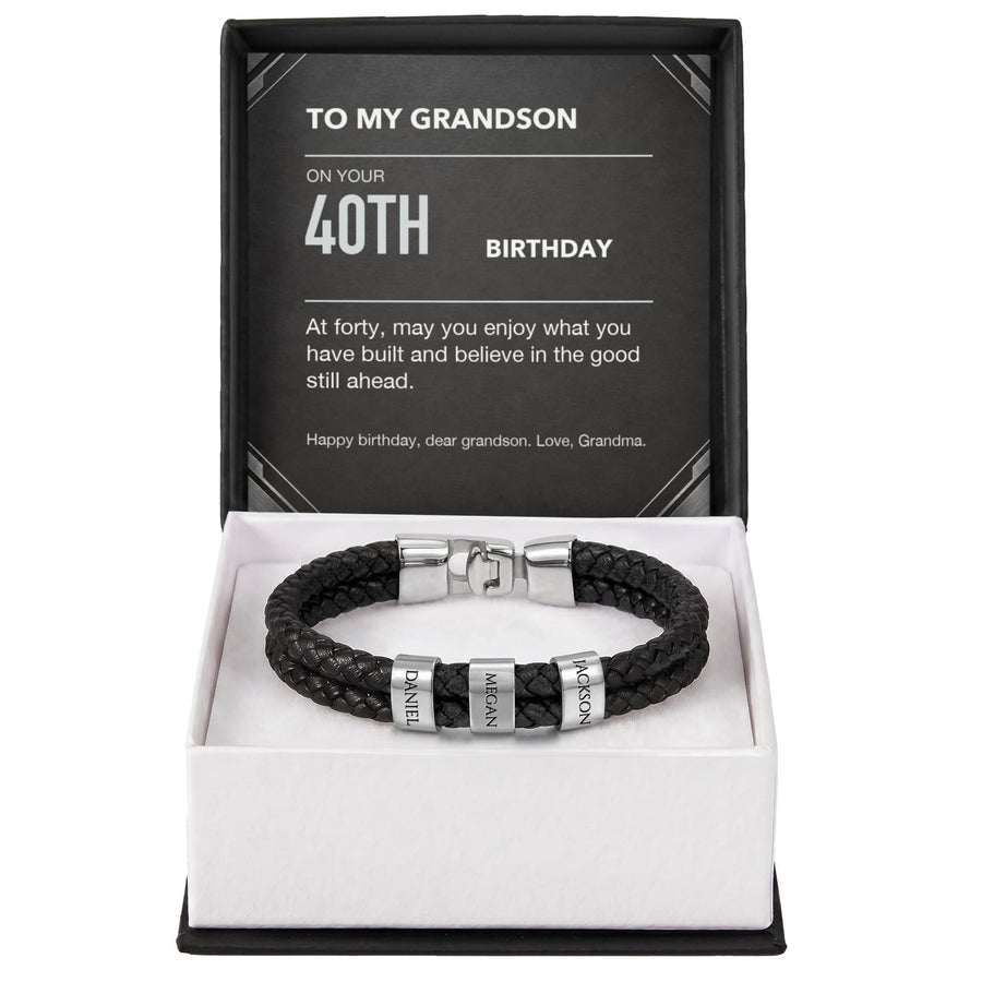 To My Grandson 40th Birthday Men's Personalized Name Bracelet from Grandma
