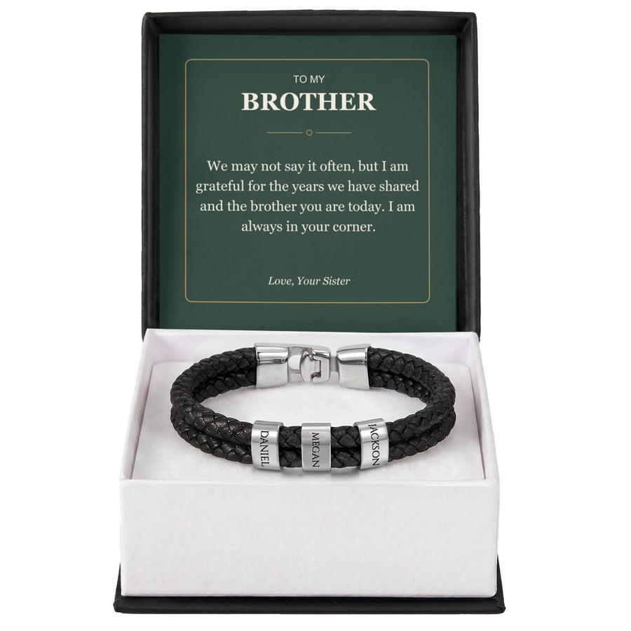 To My Brother, Always in Your Corner - Personalized Name Bracelet