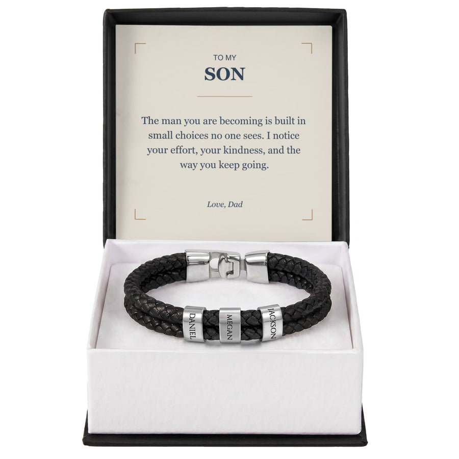To My Son, The Man You Are Becoming - Personalized Name Bracelet