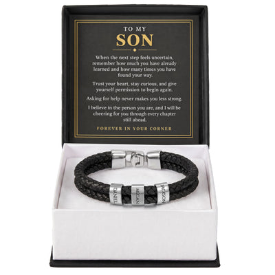 Load image into Gallery viewer, To My Son Personalized Name Bracelet - Forever in Your Corner
