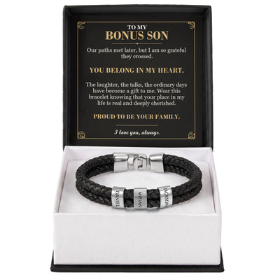 Load image into Gallery viewer, To My Bonus Son, You Belong in My Heart - Personalized Name Bracelet
