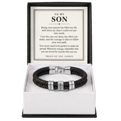 Load image into Gallery viewer, To My Son Personalized Name Bracelet - Proud of You Always
