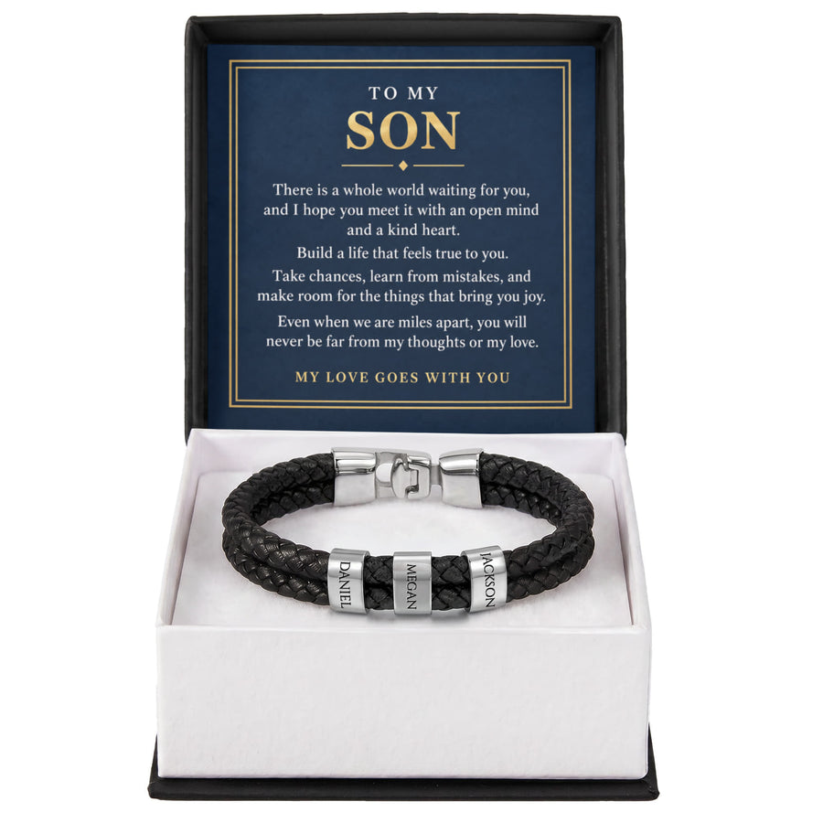 To My Son Personalized Name Bracelet - My Love Goes With You