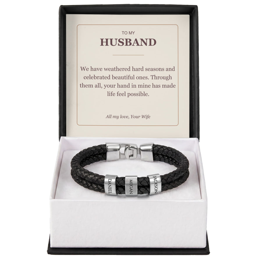 To My Husband, Through Every Season - Personalized Name Bracelet