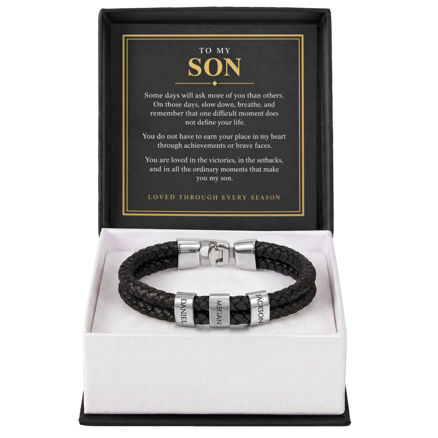 To My Son Personalized Name Bracelet - Loved Through Every Season
