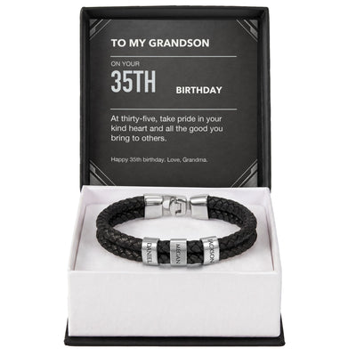 Load image into Gallery viewer, To My Grandson 35th Birthday Men&amp;#39;s Personalized Name Bracelet from Grandma

