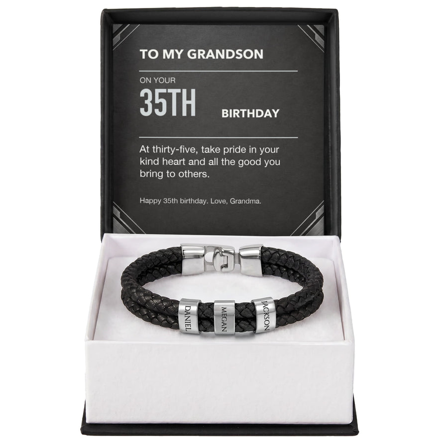 To My Grandson 35th Birthday Men's Personalized Name Bracelet from Grandma