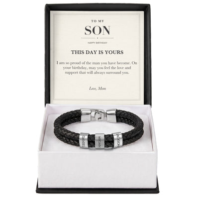 Load image into Gallery viewer, To My Son Birthday Personalized Name Bracelet - This Day Is Yours
