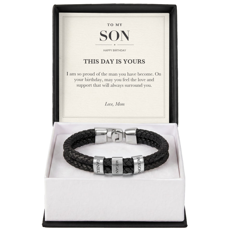 To My Son Birthday Personalized Name Bracelet - This Day Is Yours