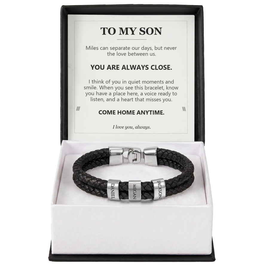 To My Son, You Are Always Close - Personalized Name Bracelet