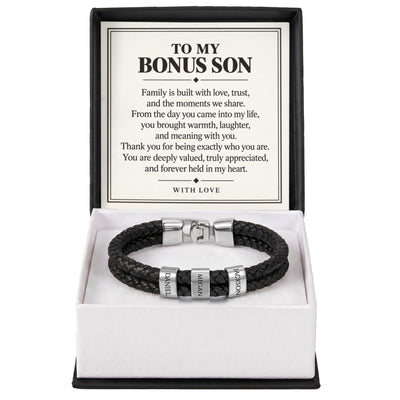 Load image into Gallery viewer, To My Bonus Son Personalized Name Bracelet - Forever Held in My Heart
