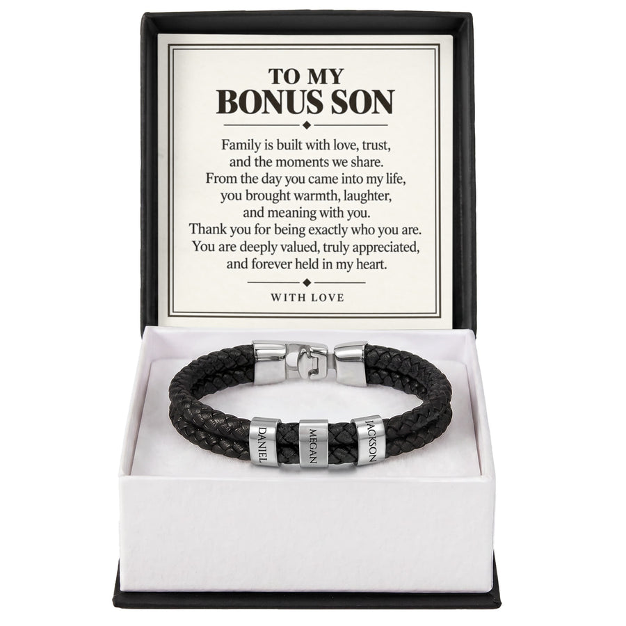To My Bonus Son Personalized Name Bracelet - Forever Held in My Heart