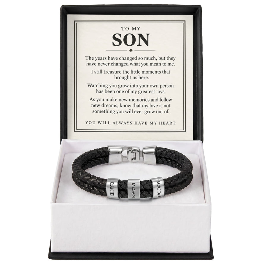 To My Son Personalized Name Bracelet - You Will Always Have My Heart