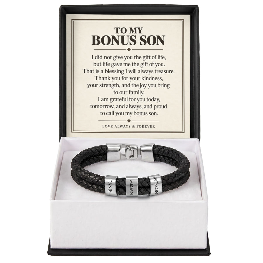 To My Bonus Son Personalized Name Bracelet - Life Gave Me the Gift of You