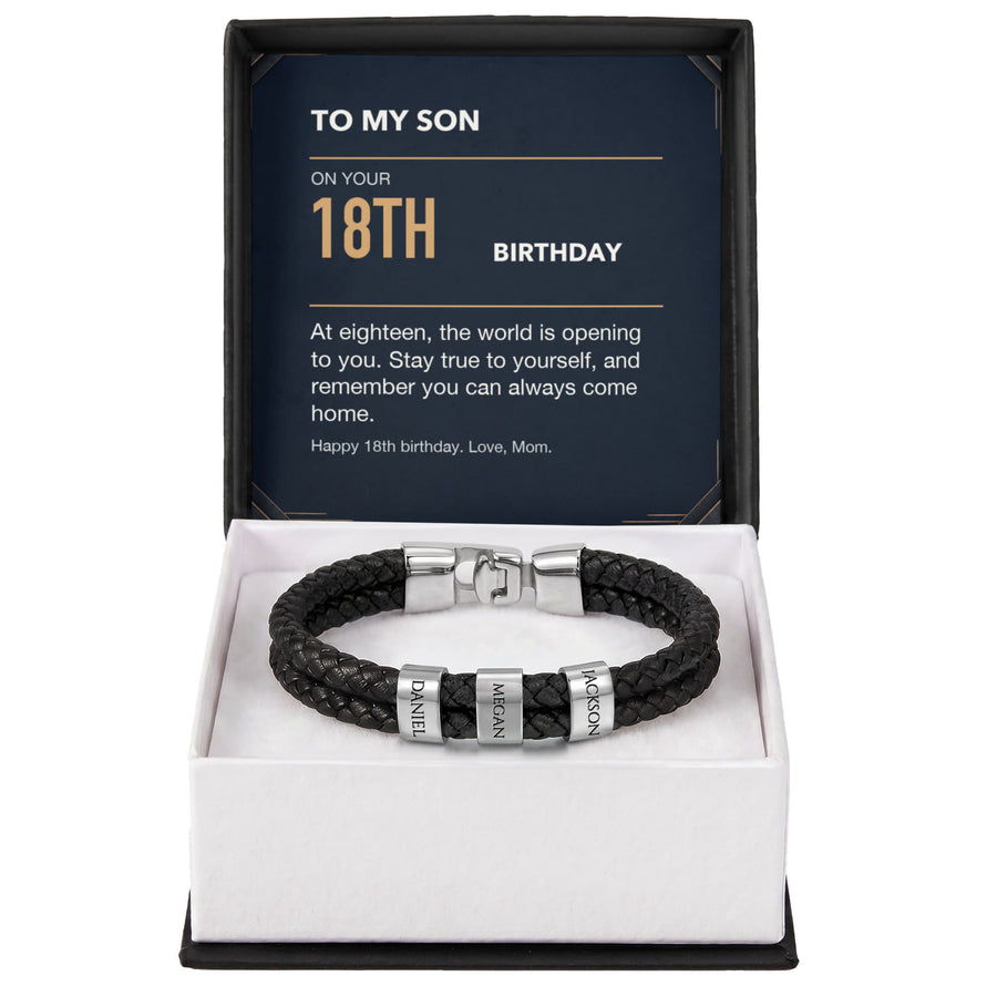 To My Son 18th Birthday Men's Personalized Name Bracelet from Mom