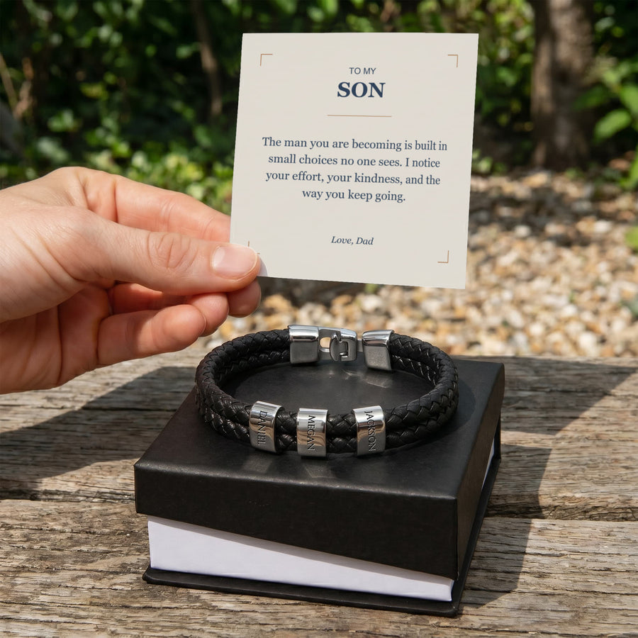 To My Son, The Man You Are Becoming - Personalized Name Bracelet