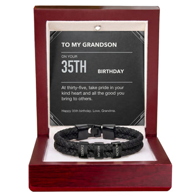 Load image into Gallery viewer, To My Grandson 35th Birthday Men&amp;#39;s Personalized Name Bracelet from Grandma
