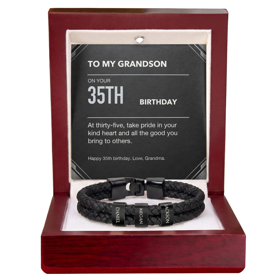 To My Grandson 35th Birthday Men's Personalized Name Bracelet from Grandma