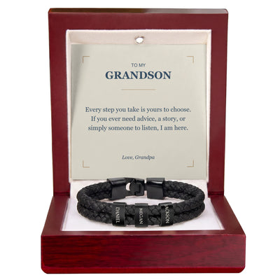 Load image into Gallery viewer, To My Grandson, I Am Here for You - Personalized Name Bracelet
