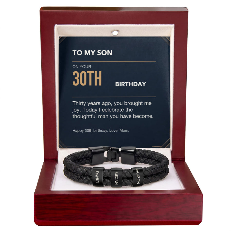 To My Son 30th Birthday Men's Personalized Name Bracelet from Mom