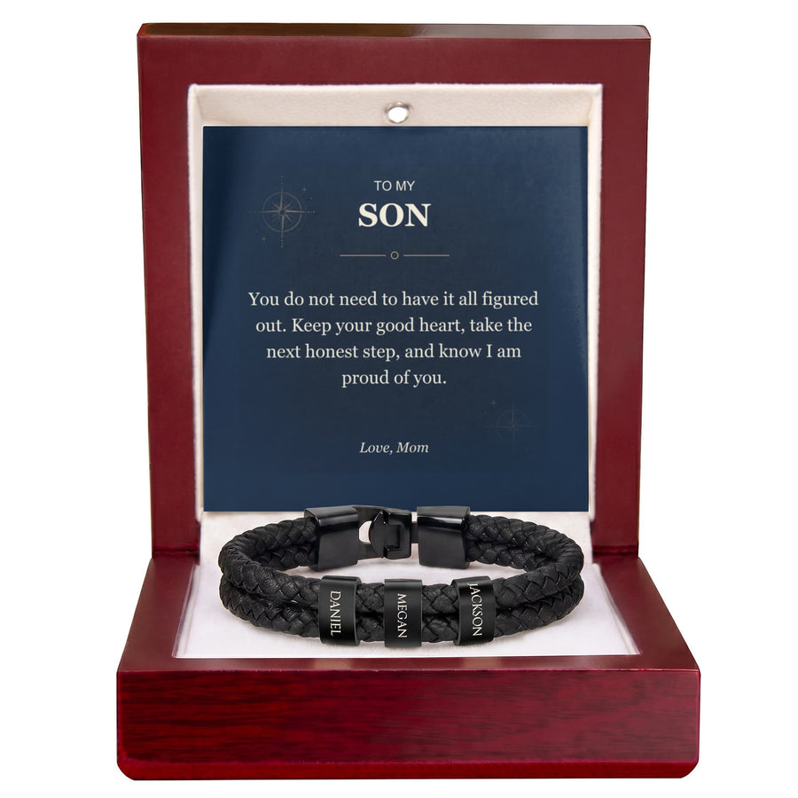To My Son, Proud of Your Next Step - Personalized Name Bracelet