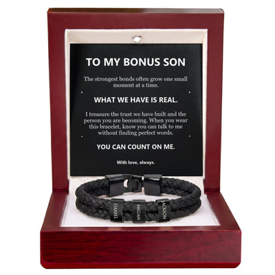 Load image into Gallery viewer, To My Bonus Son, What We Have Is Real - Personalized Name Bracelet
