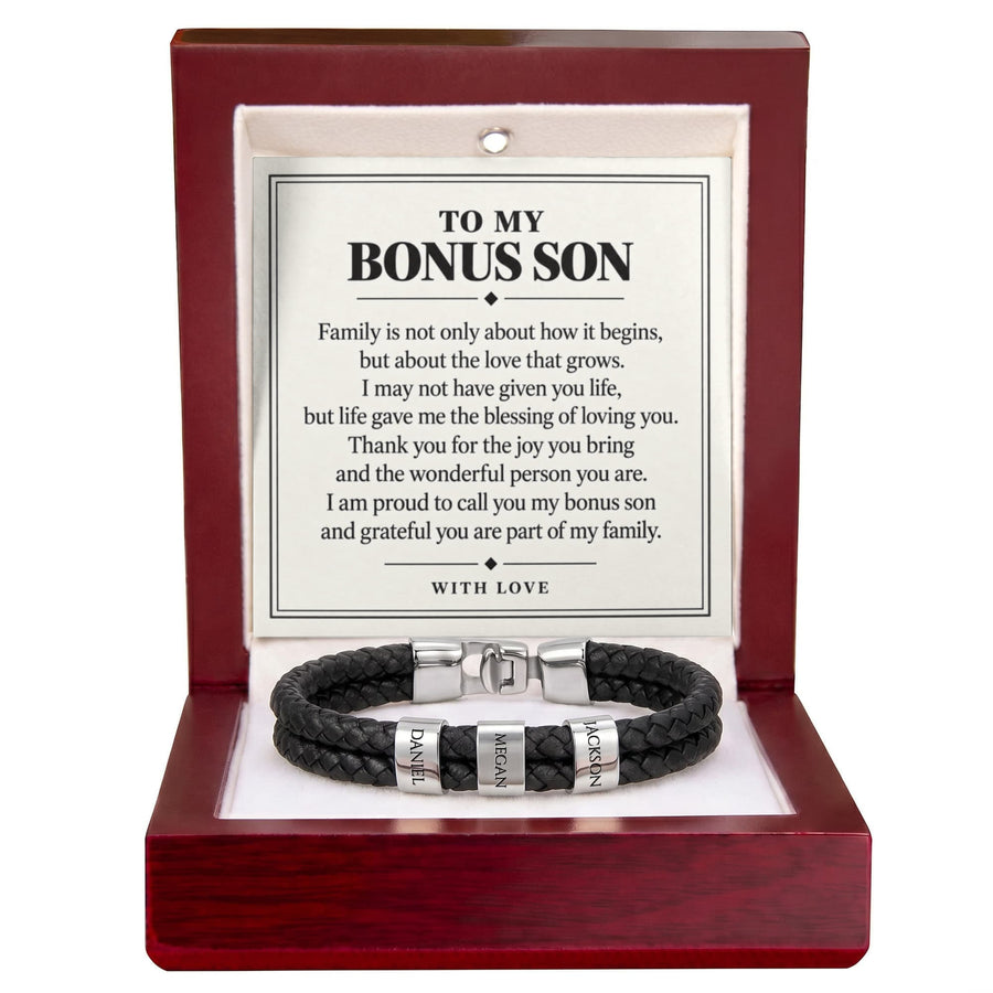 To My Bonus Son Personalized Name Bracelet - The Blessing of Loving You