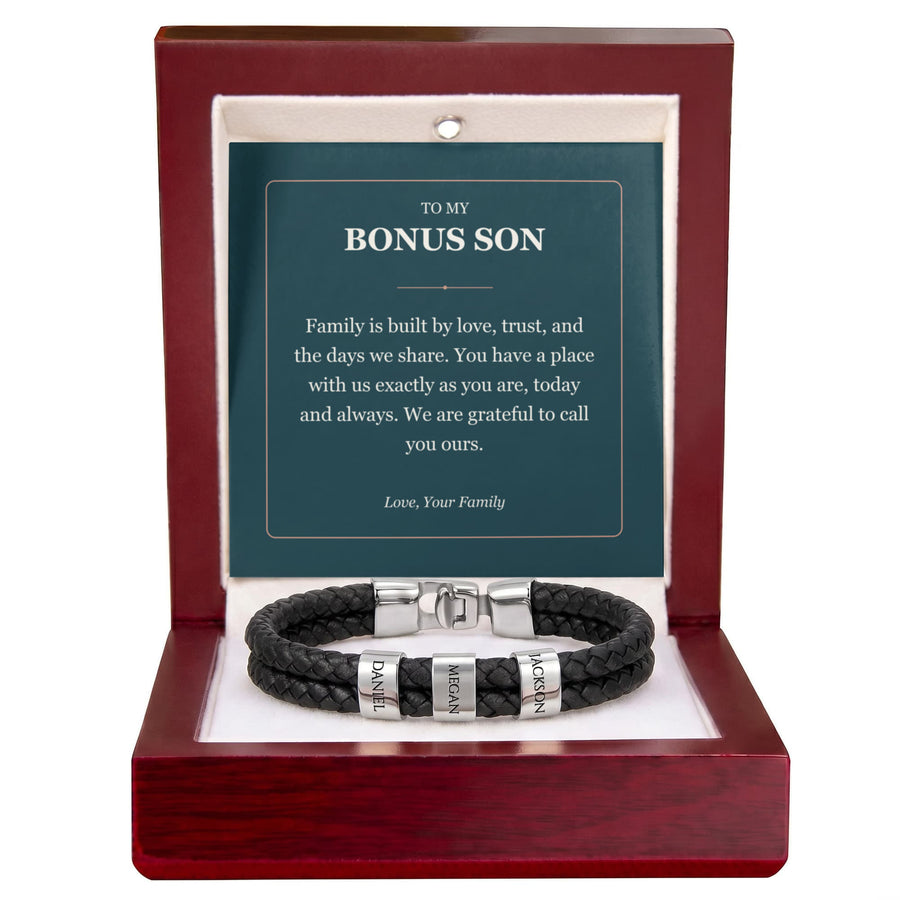 To My Bonus Son, You Belong With Us - Personalized Name Bracelet