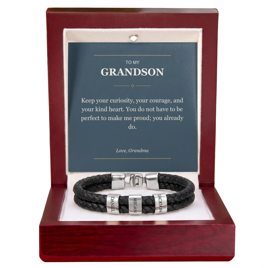 To My Grandson, You Already Make Me Proud - Personalized Name Bracelet