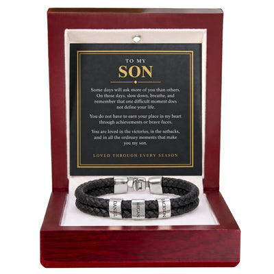 Load image into Gallery viewer, To My Son Personalized Name Bracelet - Loved Through Every Season
