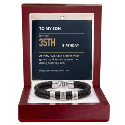 Load image into Gallery viewer, To My Son 35th Birthday Men&amp;#39;s Personalized Name Bracelet from Mom
