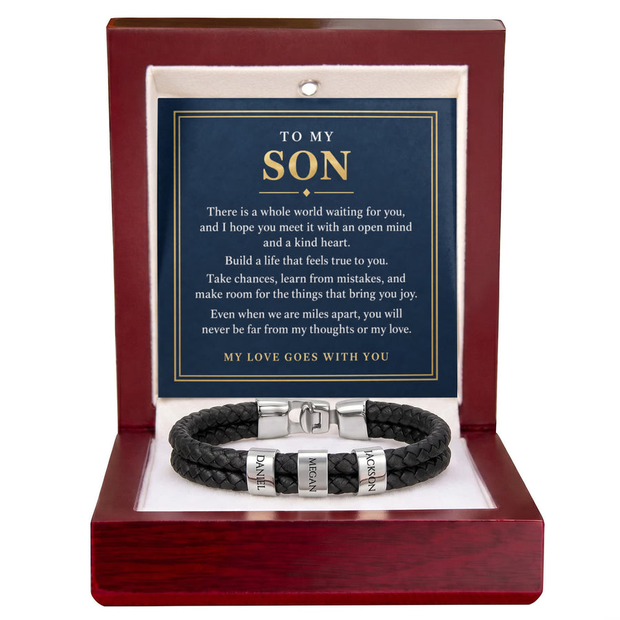To My Son Personalized Name Bracelet - My Love Goes With You